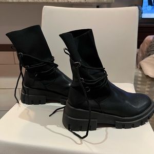 Shein Lace Up Chunky Sock Boots